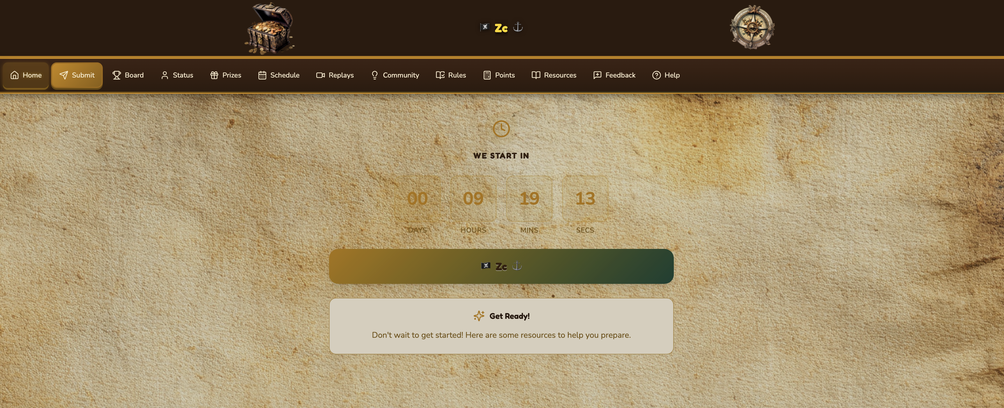 Treasure Hunt theme — earthy pirate parchment portal