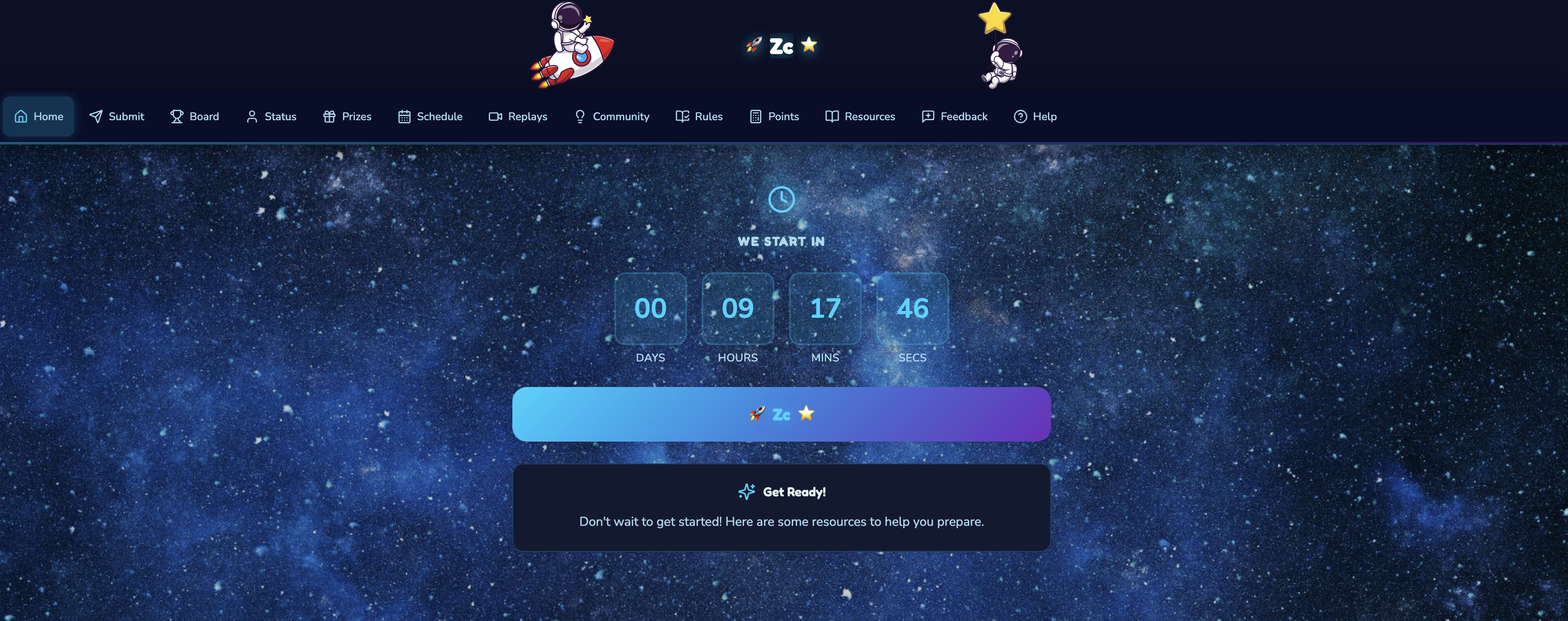 Launch Party theme — dark sci-fi space portal