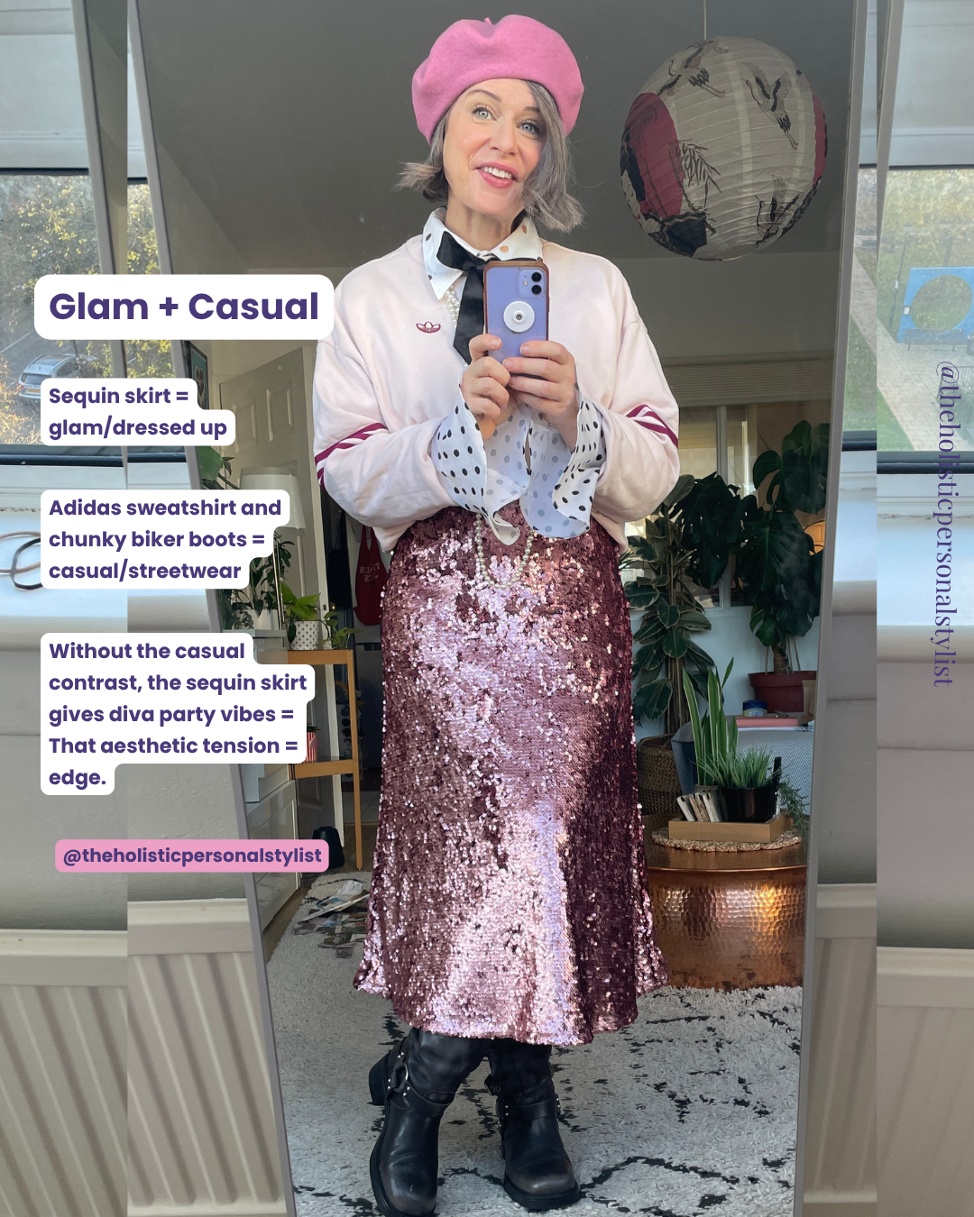 How women over 40 can add edge to outfits: juxtaposition dressing