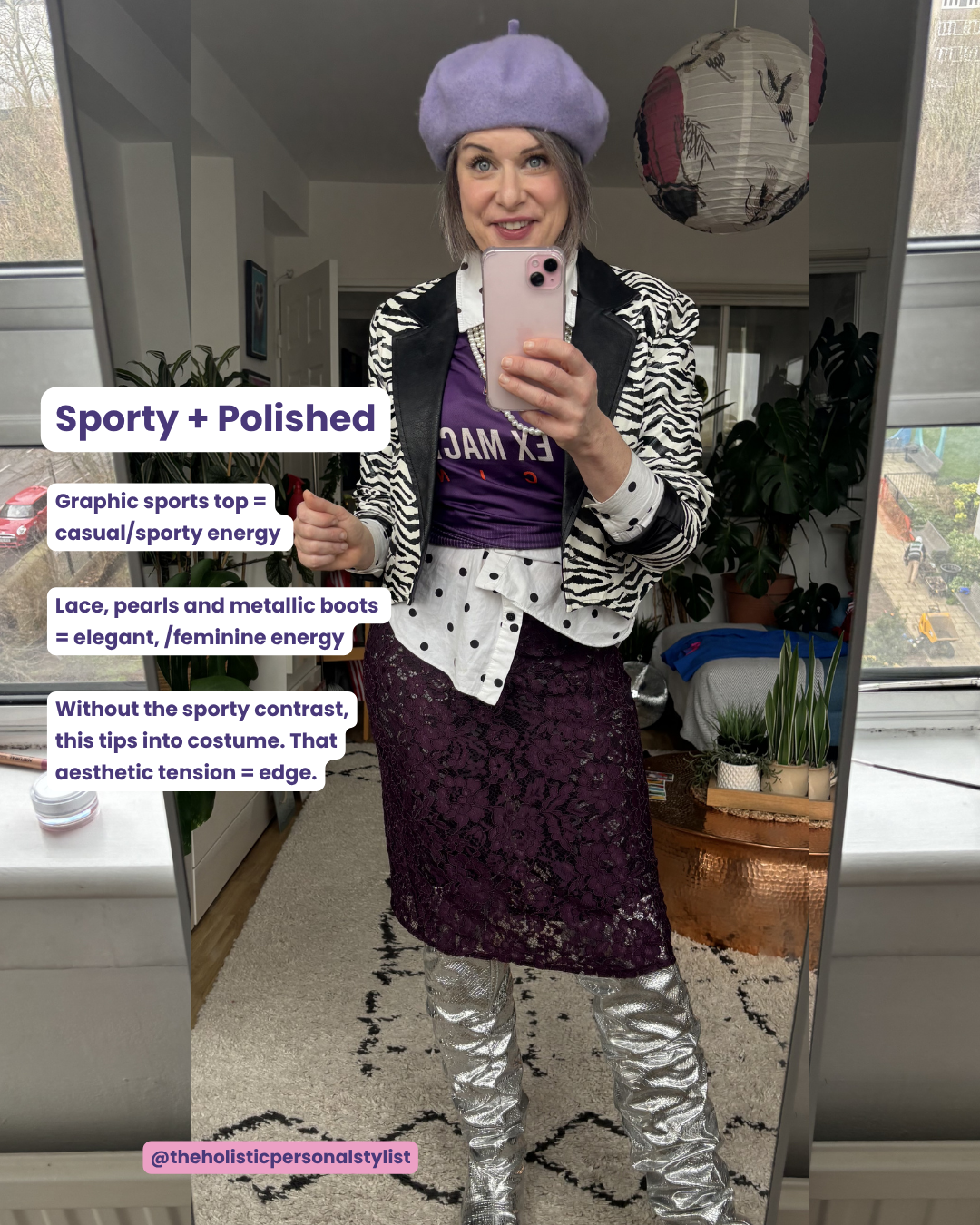 How women over 40 can add edge to outfits: juxtaposition dressing