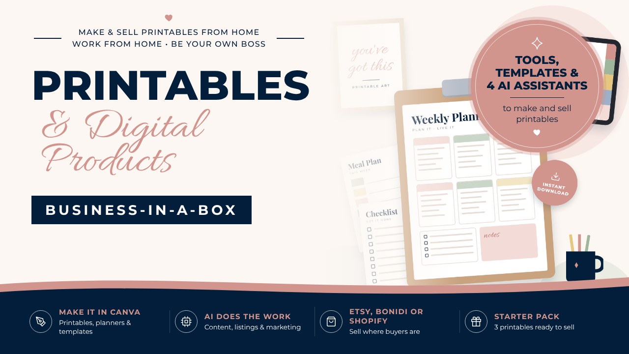 Printables & Digital Products Business-in-a-Box