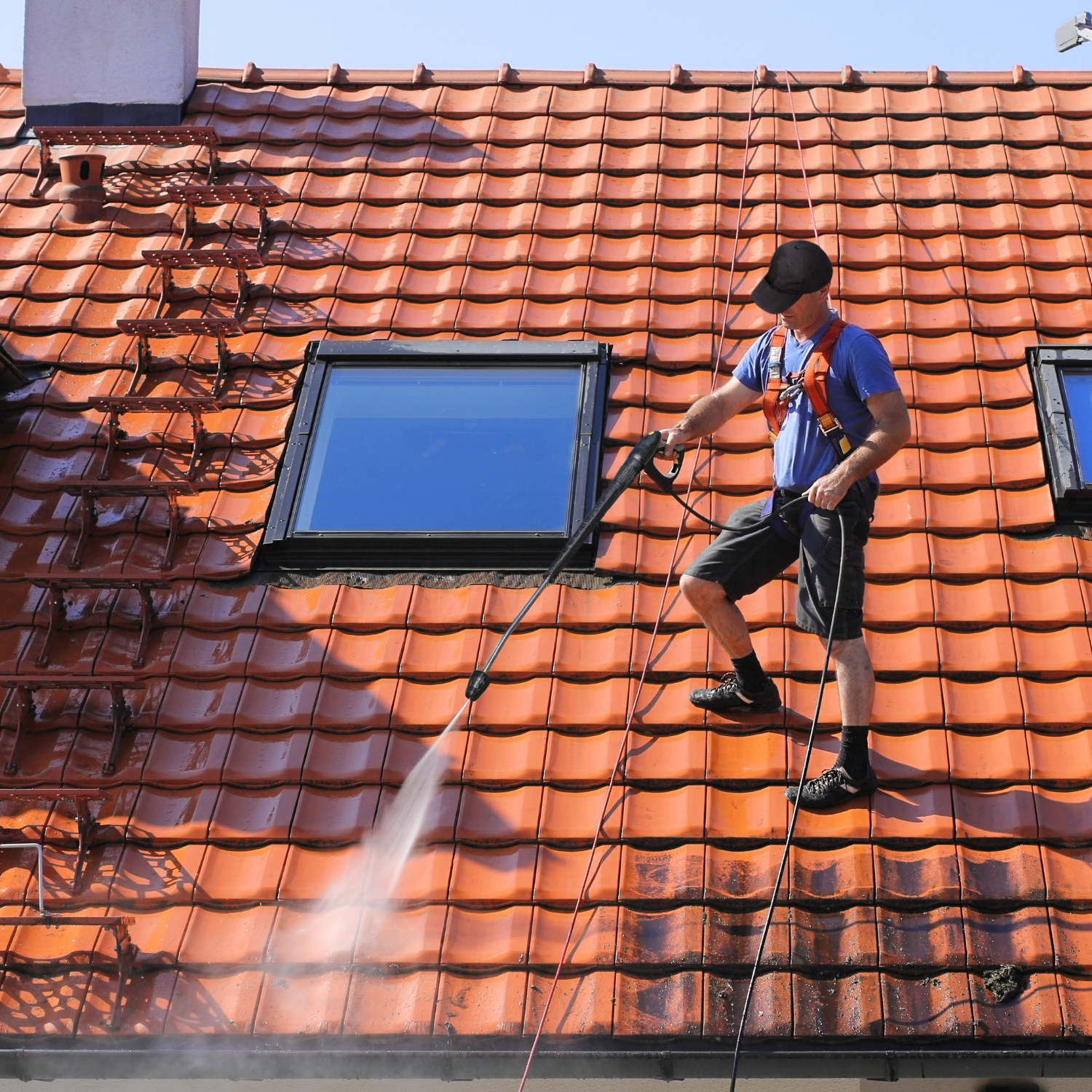 Man cleaning a roof