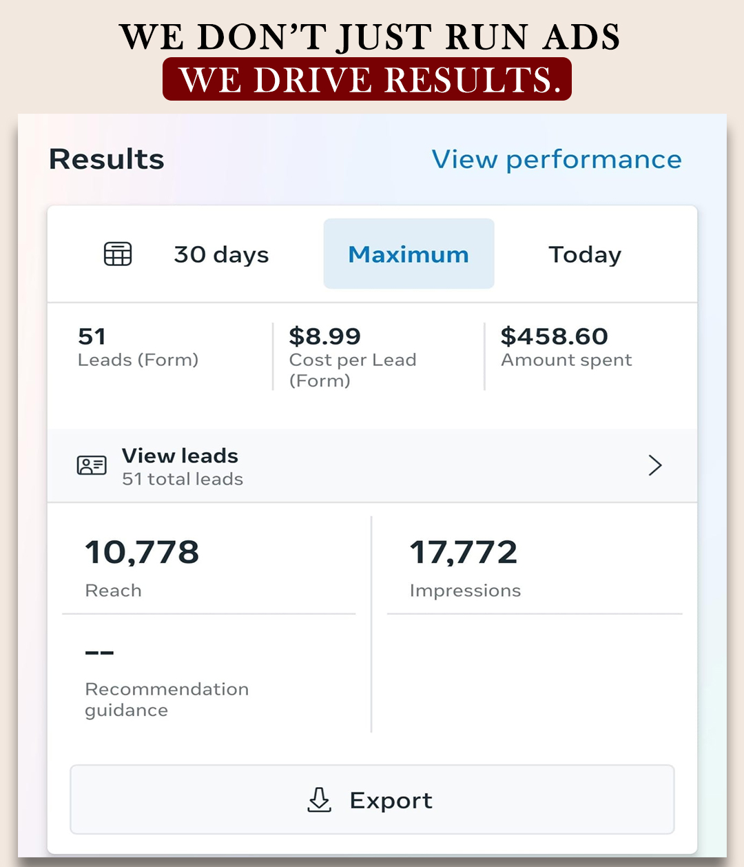 We drive results: lead form campaign stats
