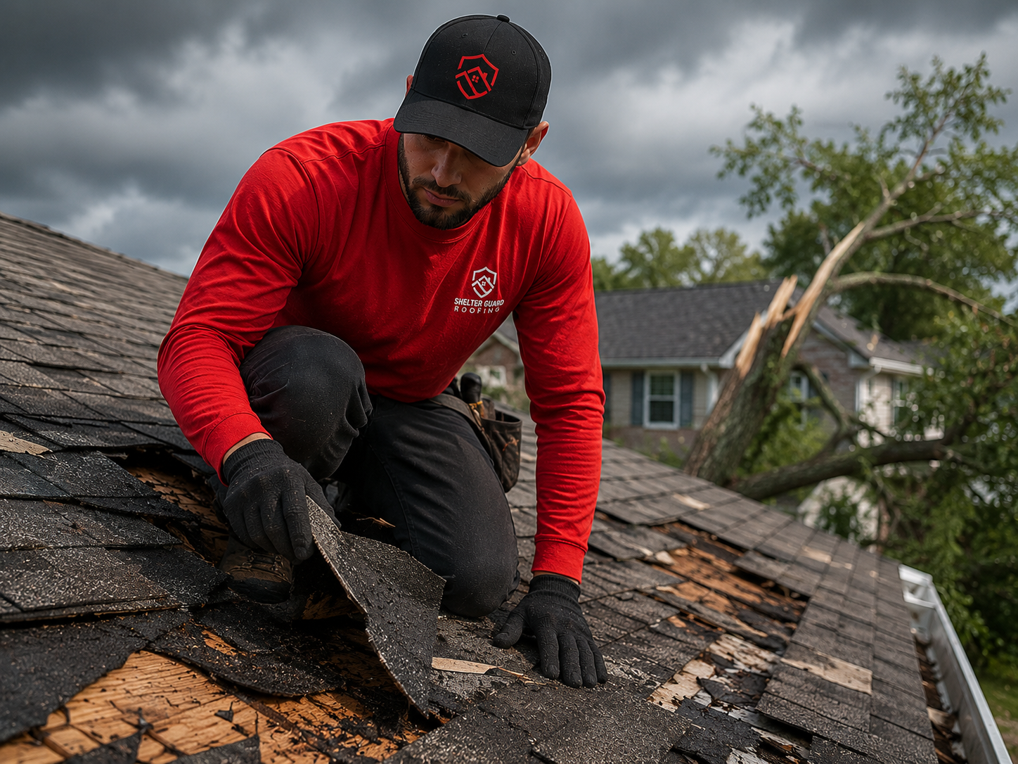 Storm damage roof repair in Marietta
