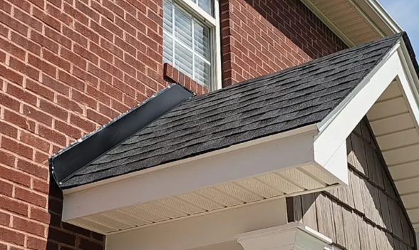 Roofline and chimney against home siding