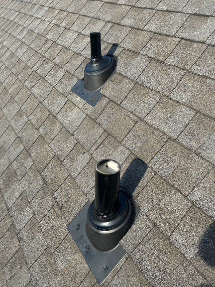 Finished pipe boot repair around a roof vent