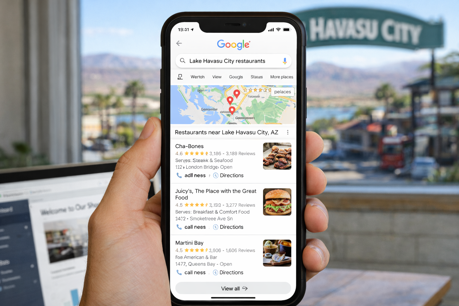 Google search results showing local businesses in Lake Havasu City Google search results showing local businesses in Lake Havasu City