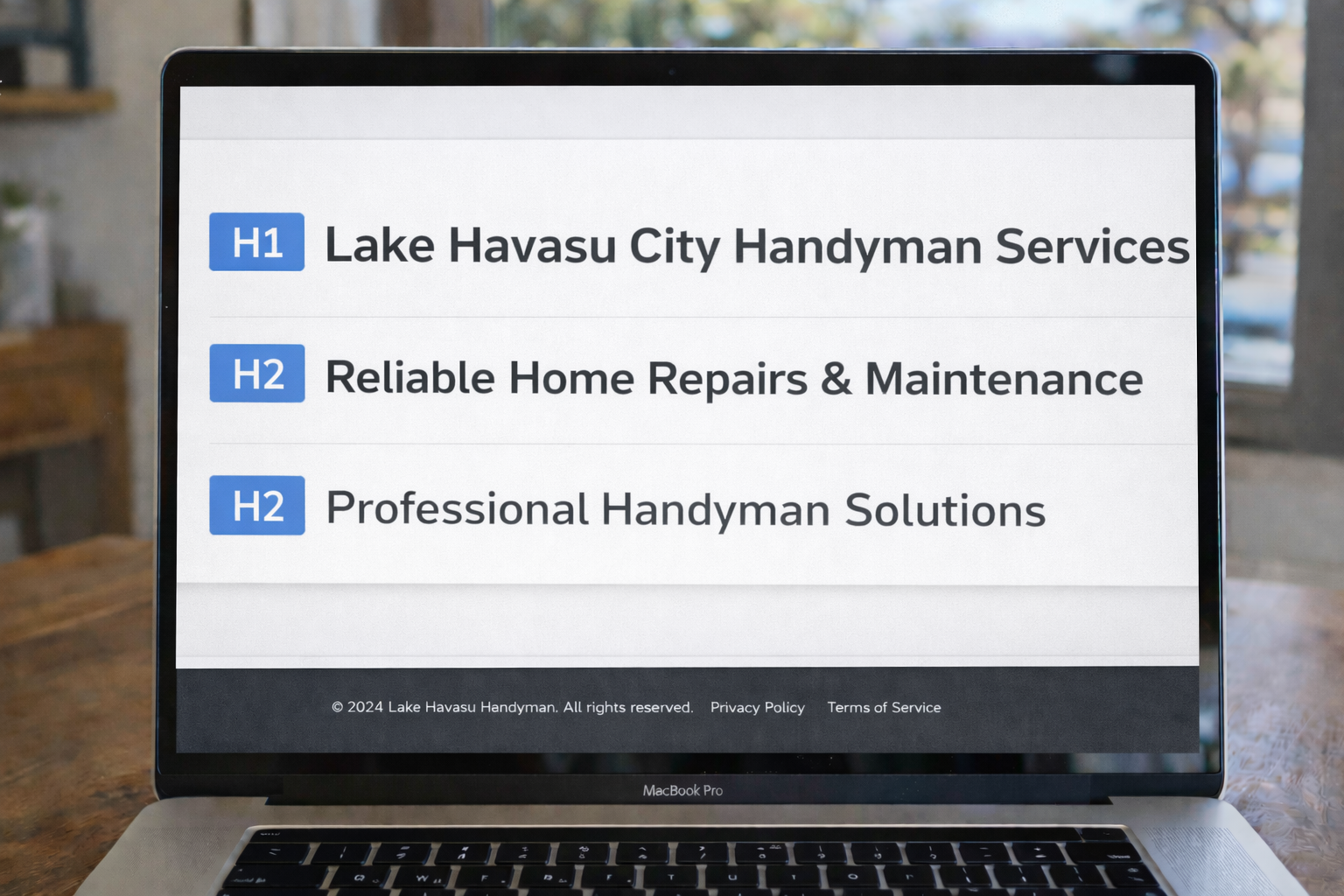 Example of a webpage heading structure using H1 and H2 sections Example of a webpage heading structure using H1 and H2 sections