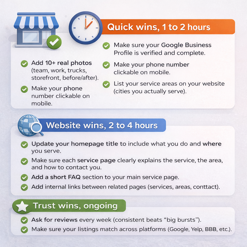Local SEO improvement checklist infographic
