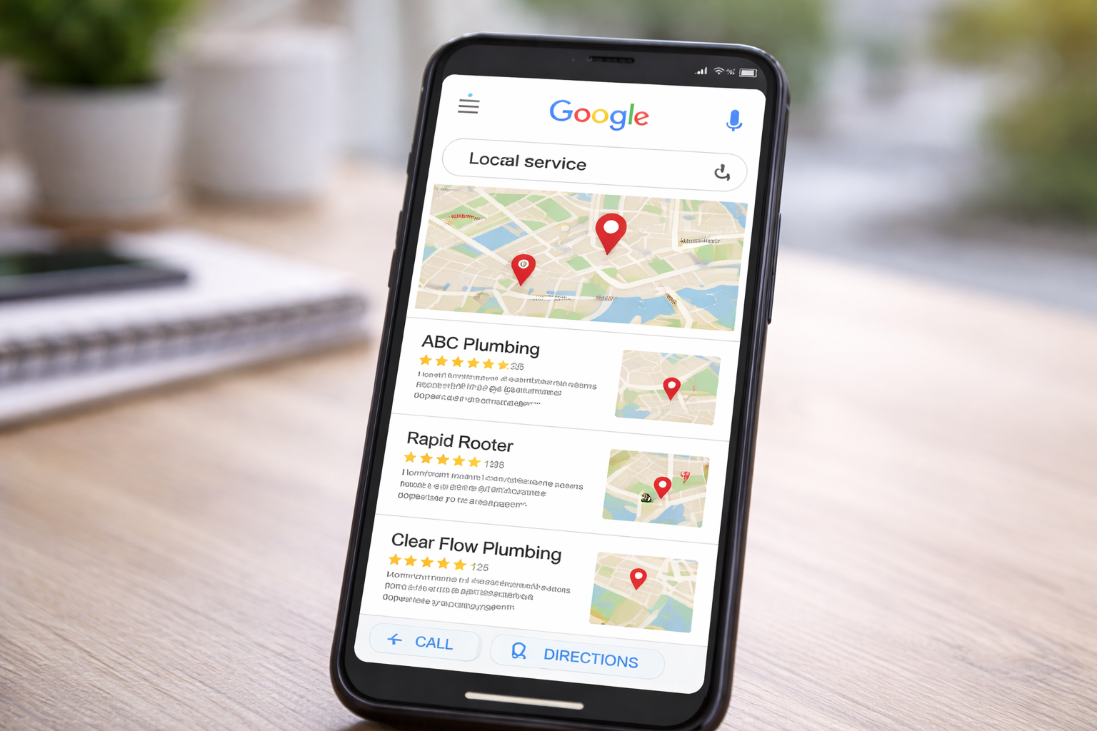 Local plumbing services search results