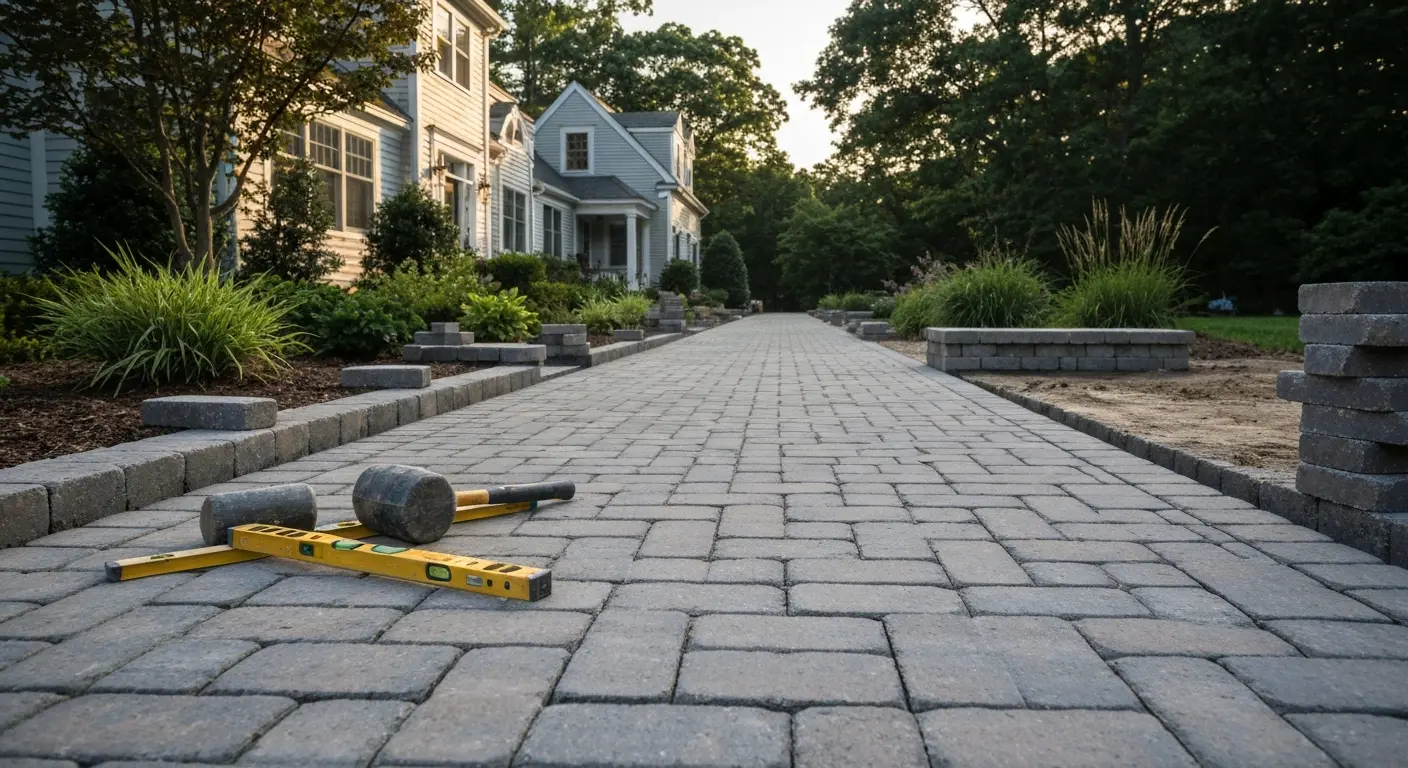 Stone walkway installation