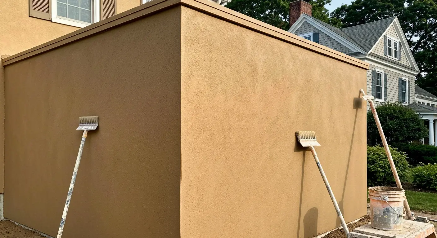 Stucco finish on home exterior