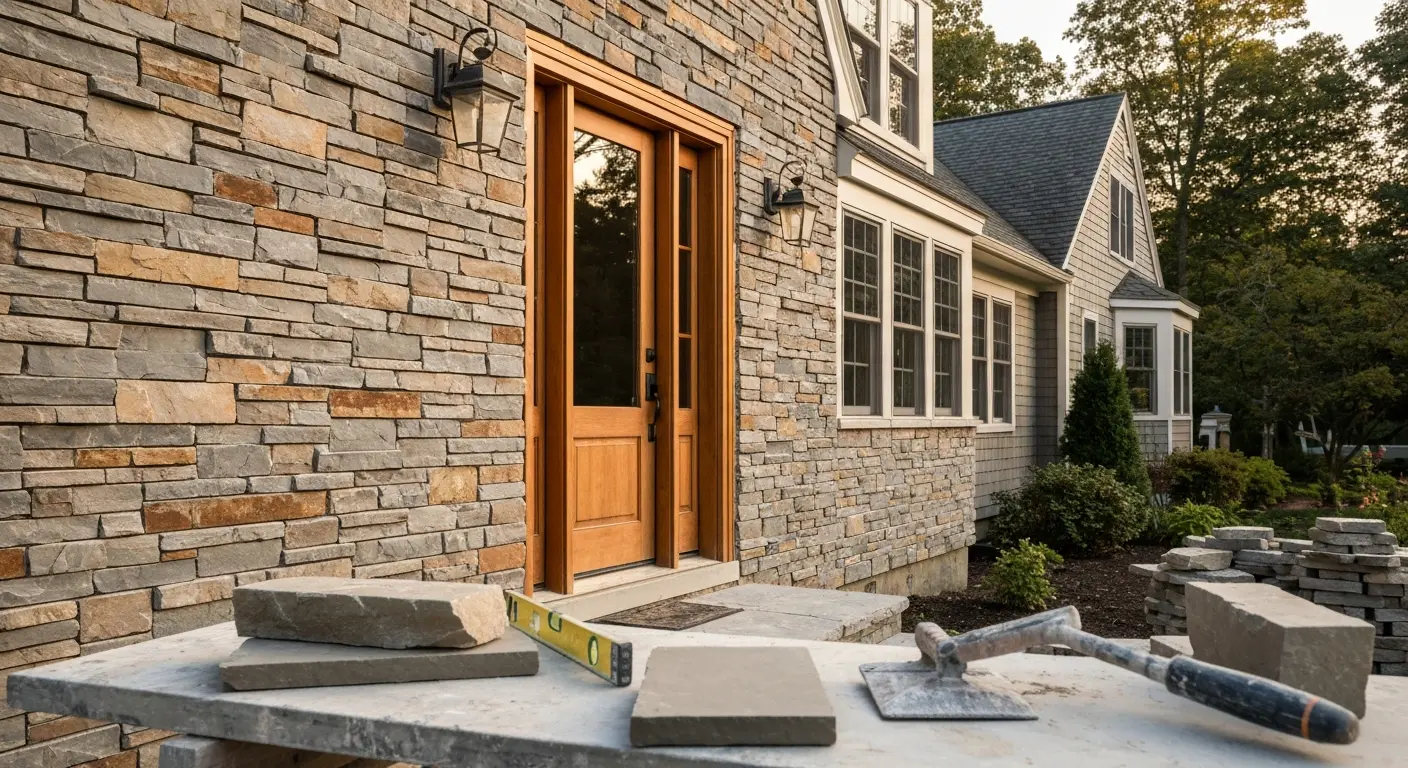 Stone veneer installation
