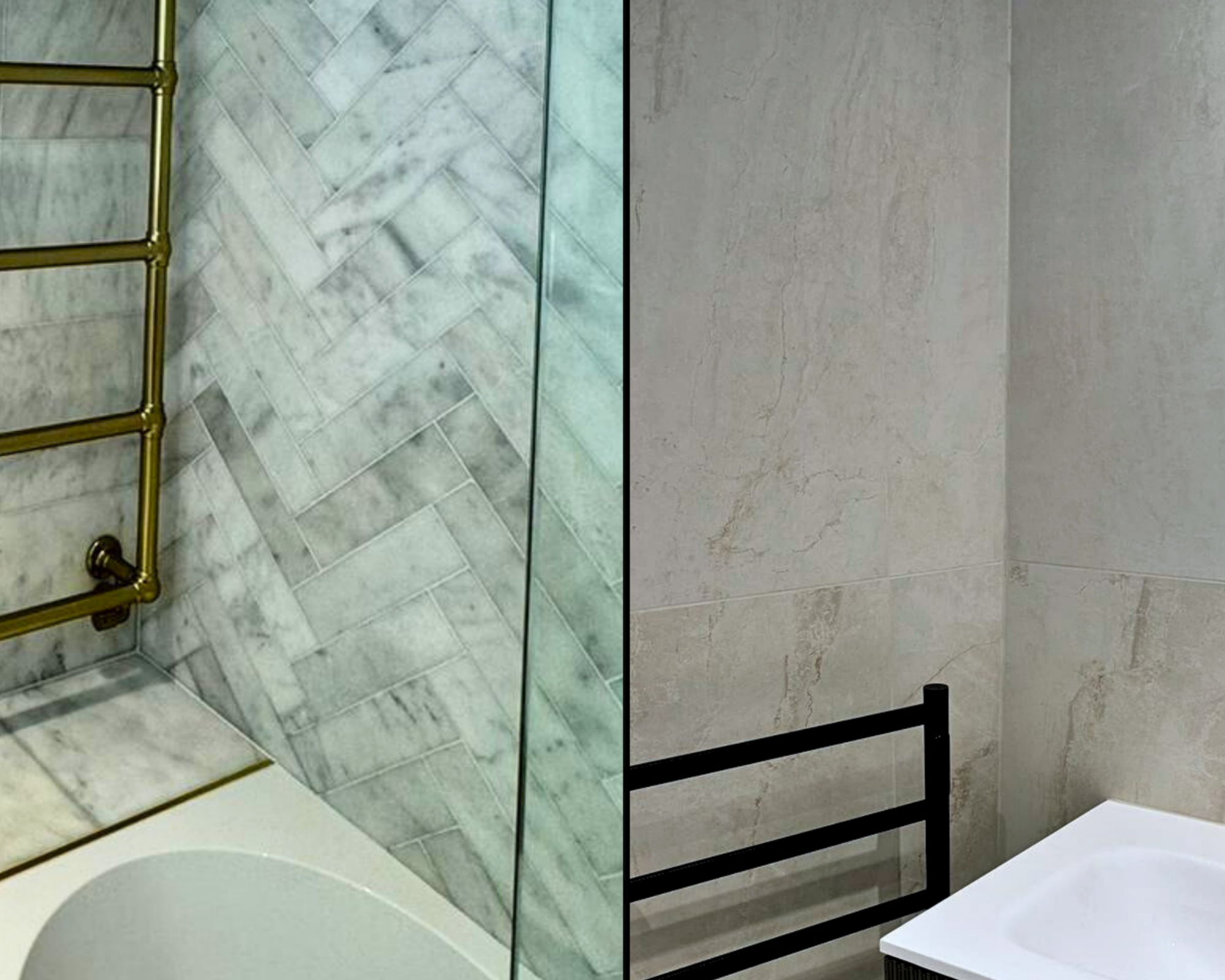 Comparison of large bathroom tiles and smaller tile formats