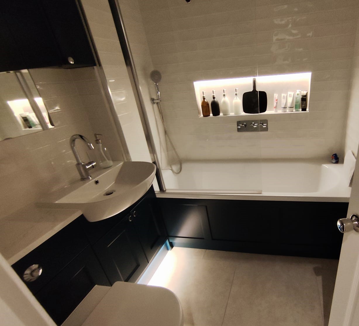 Subtle mood lighting in a premium bathroom