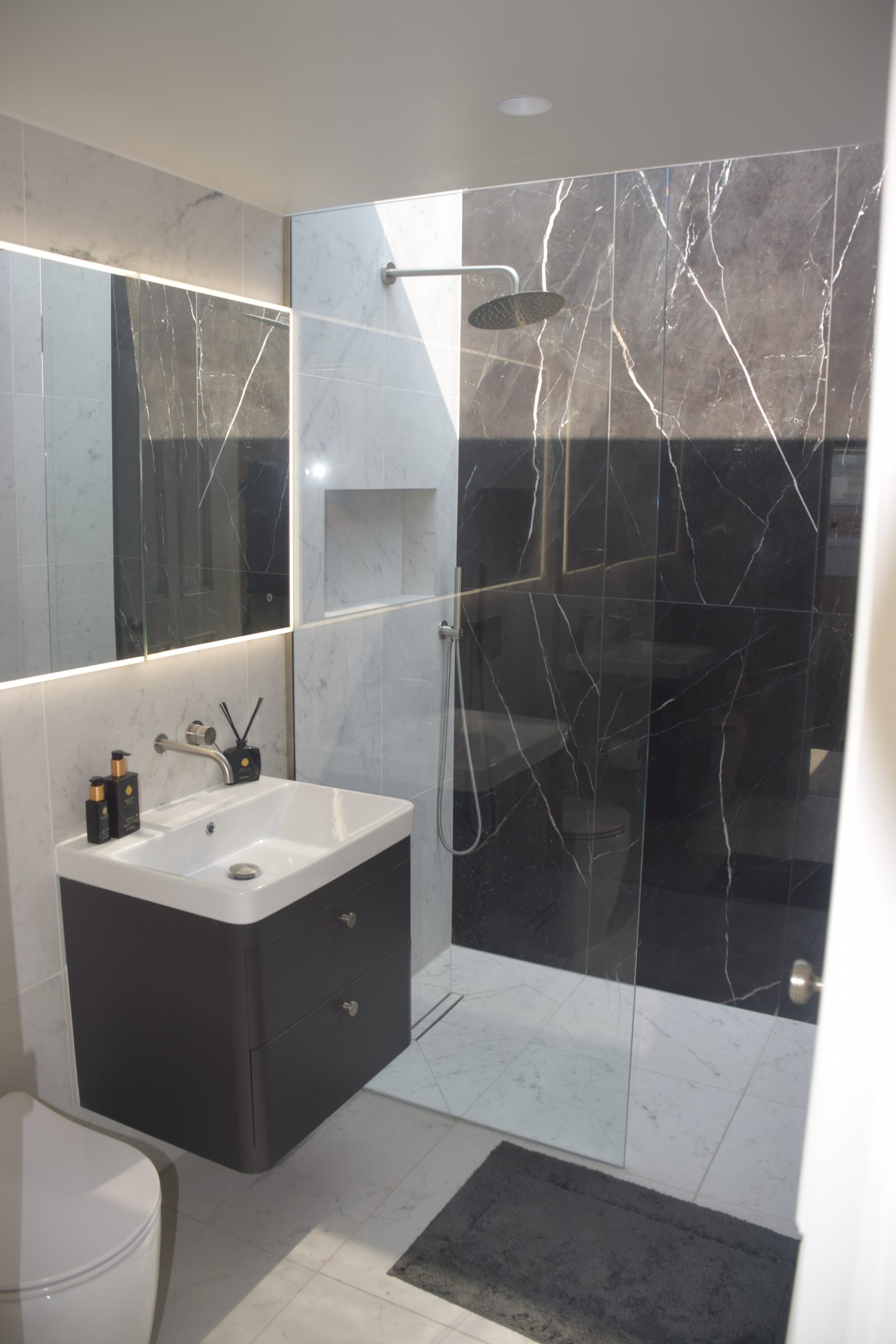 Premium shower-led bathroom with open layout