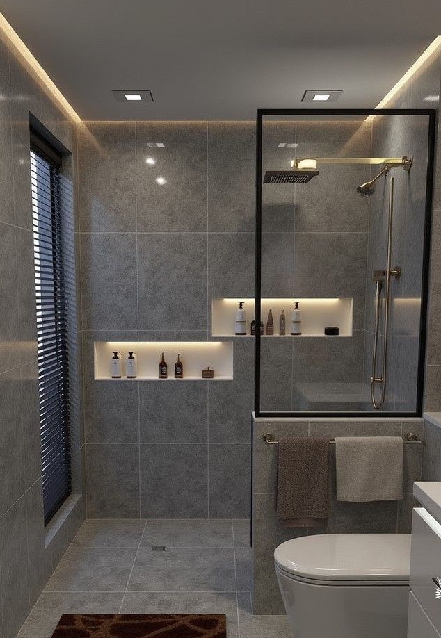 Shower storage with everyday bathroom products