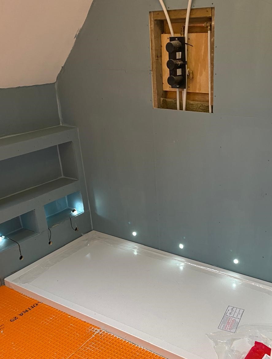 Shower wall preparation for built-in niche installation