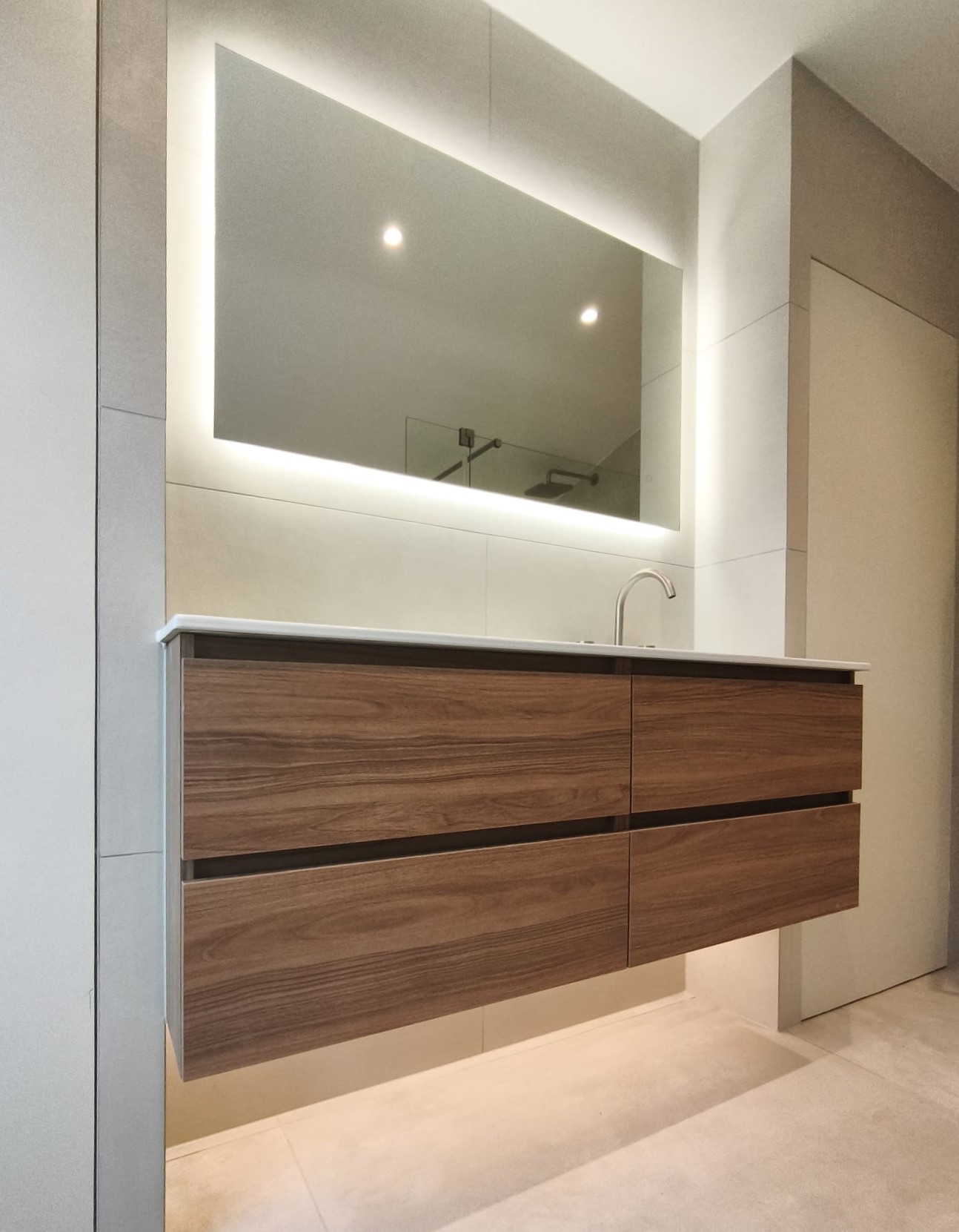 Bathroom mirror and lighting planning before installation