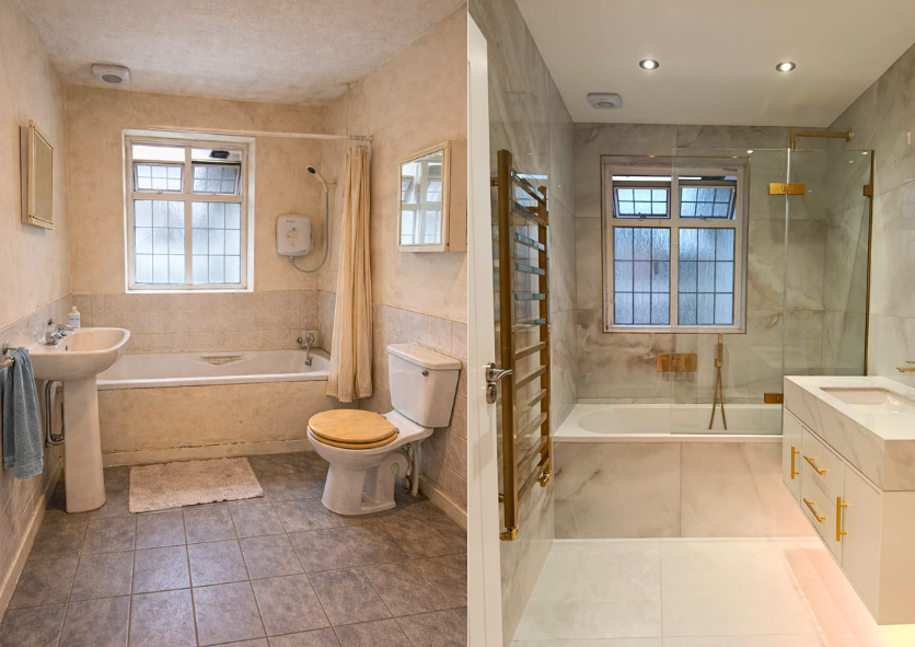Bathroom layout comparison before and after renovation