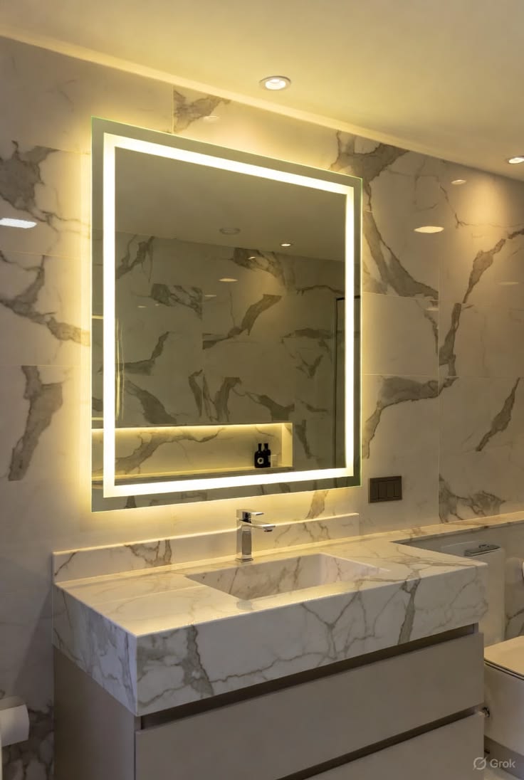 Well-lit bathroom mirror zone for daily routine