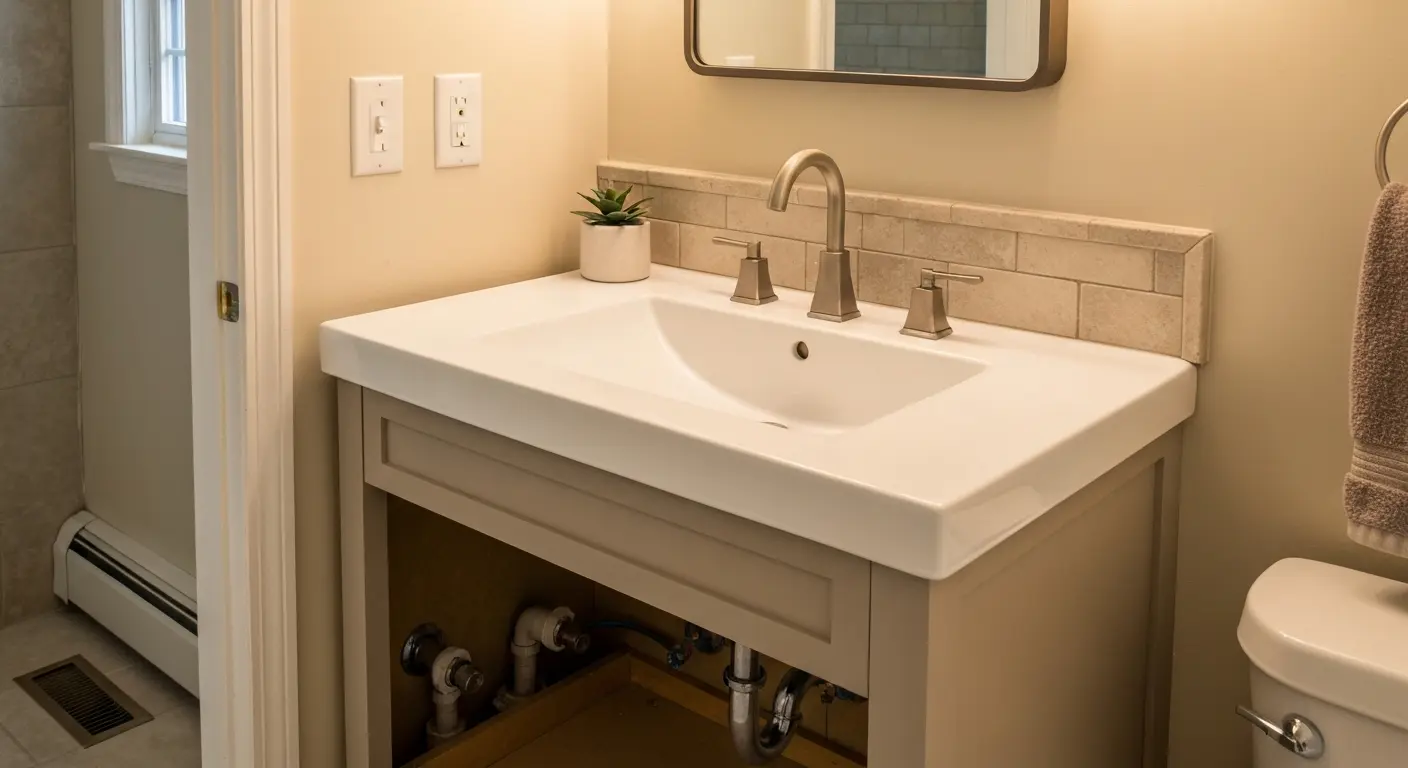 Single-sink bathroom vanity installation