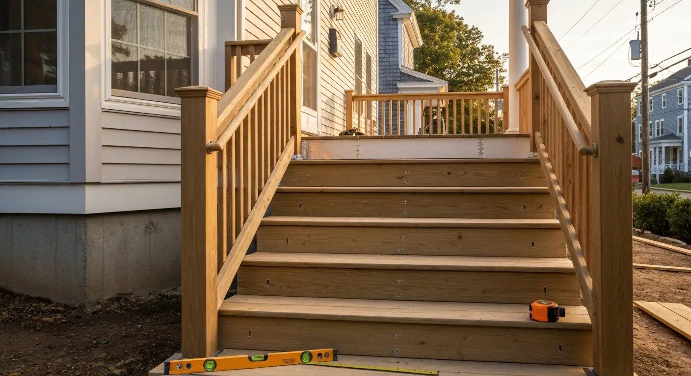 Front porch with new stairs