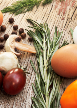 Photo of various herbs and food
