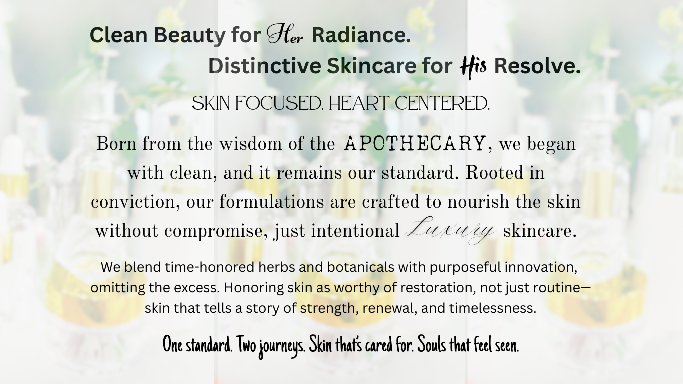 Photo of skincare products overlaid with inspirational text
