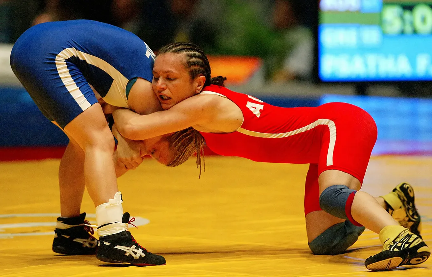 Lila Ristevska competing at the 2003 World Wrestling Championships at Madison Square Garden
