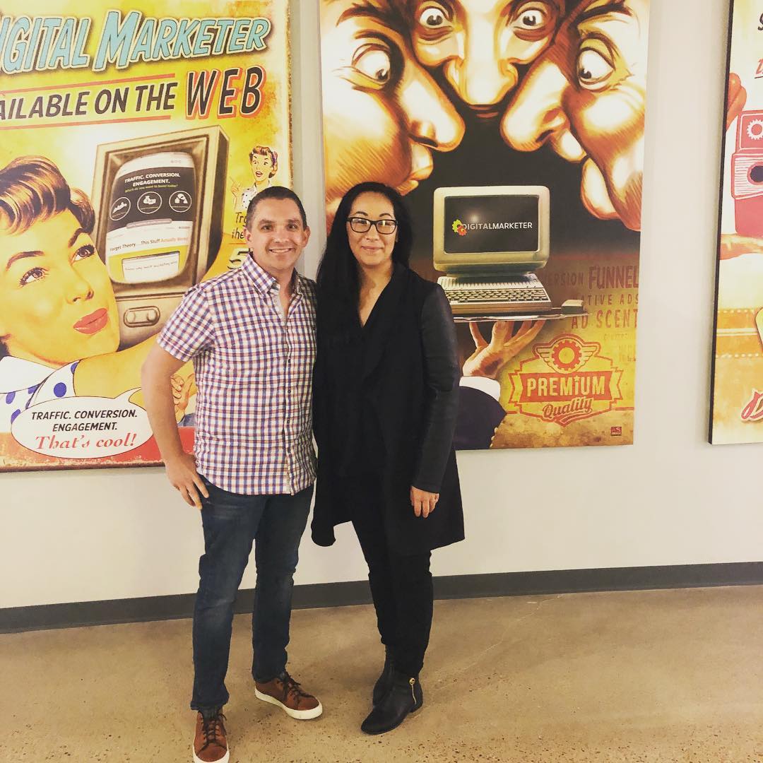 Monique Morrison with Ryan Deiss at DigitalMarketer