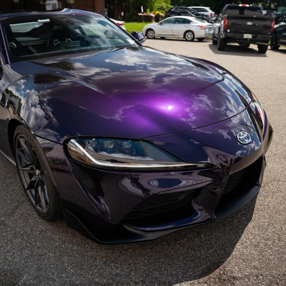Toyota Supra in Obsidian Purple paint protection film