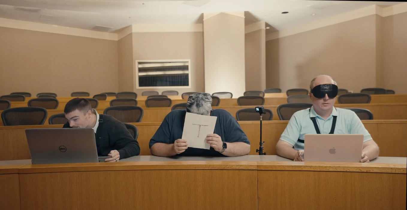 Blindfolded perception test in a lecture hall