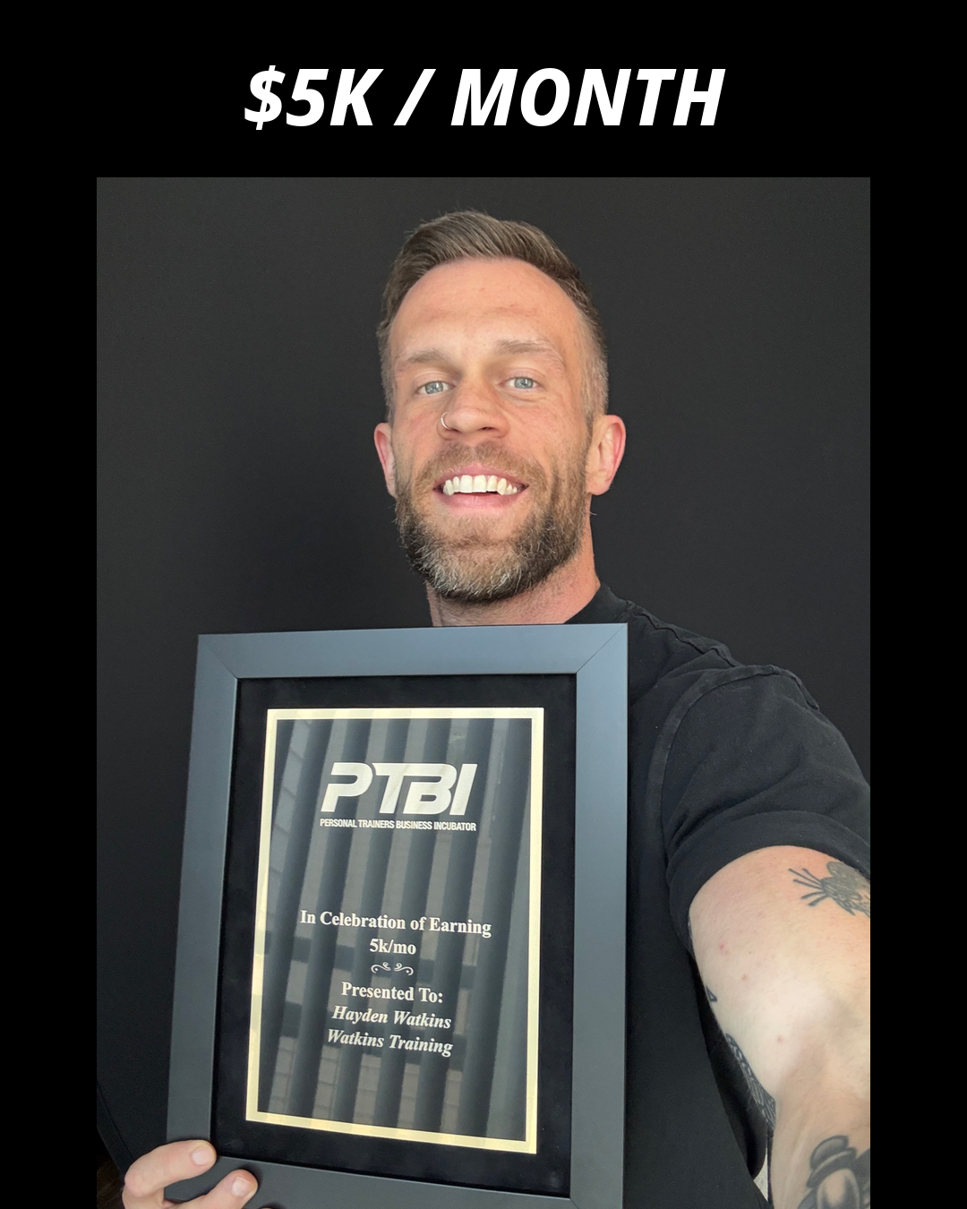 Hayden Watkins holding his PTBI win plaque