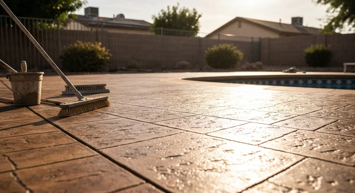 Pool deck concrete finishing