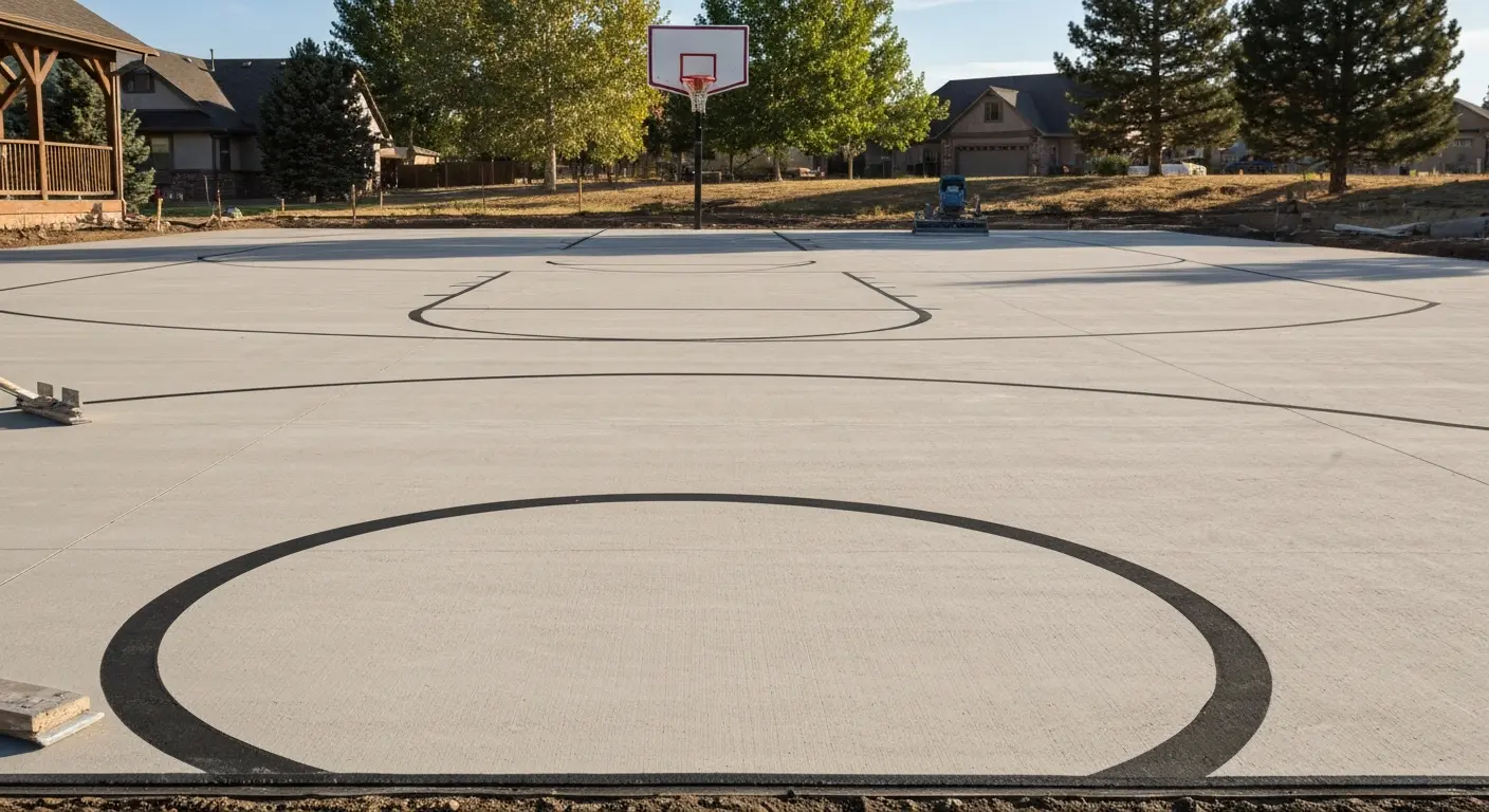 Concrete basketball court surface