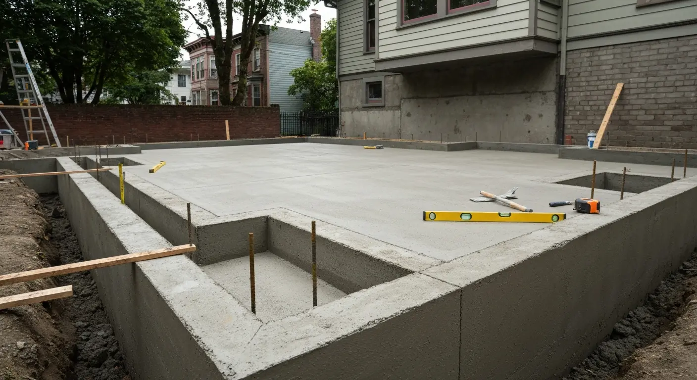 Foundation work and concrete foundation