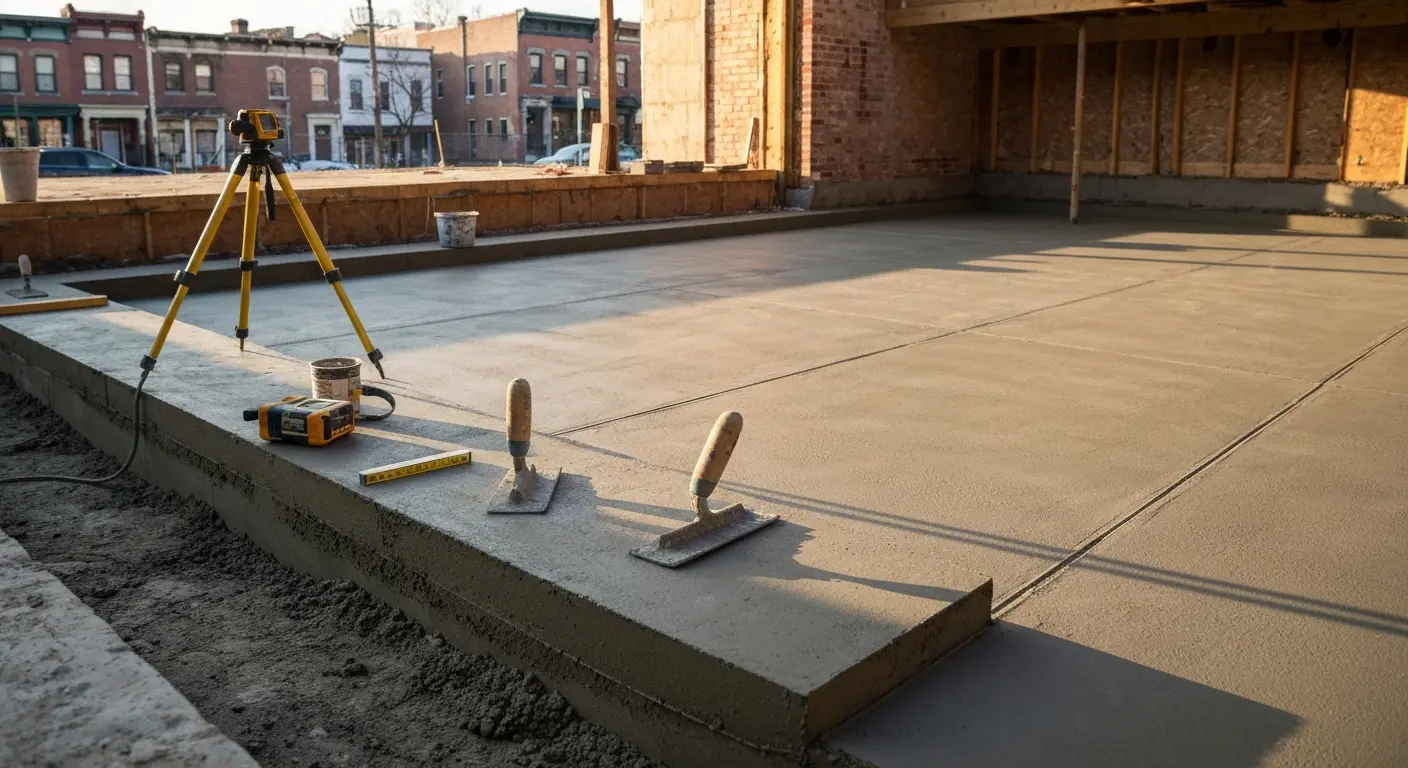 Concrete foundation and basement floor work