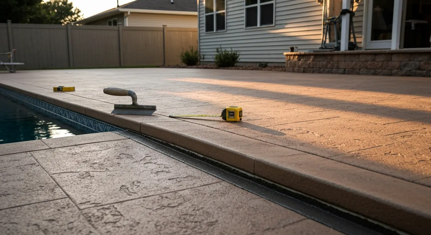Pool deck concrete installation