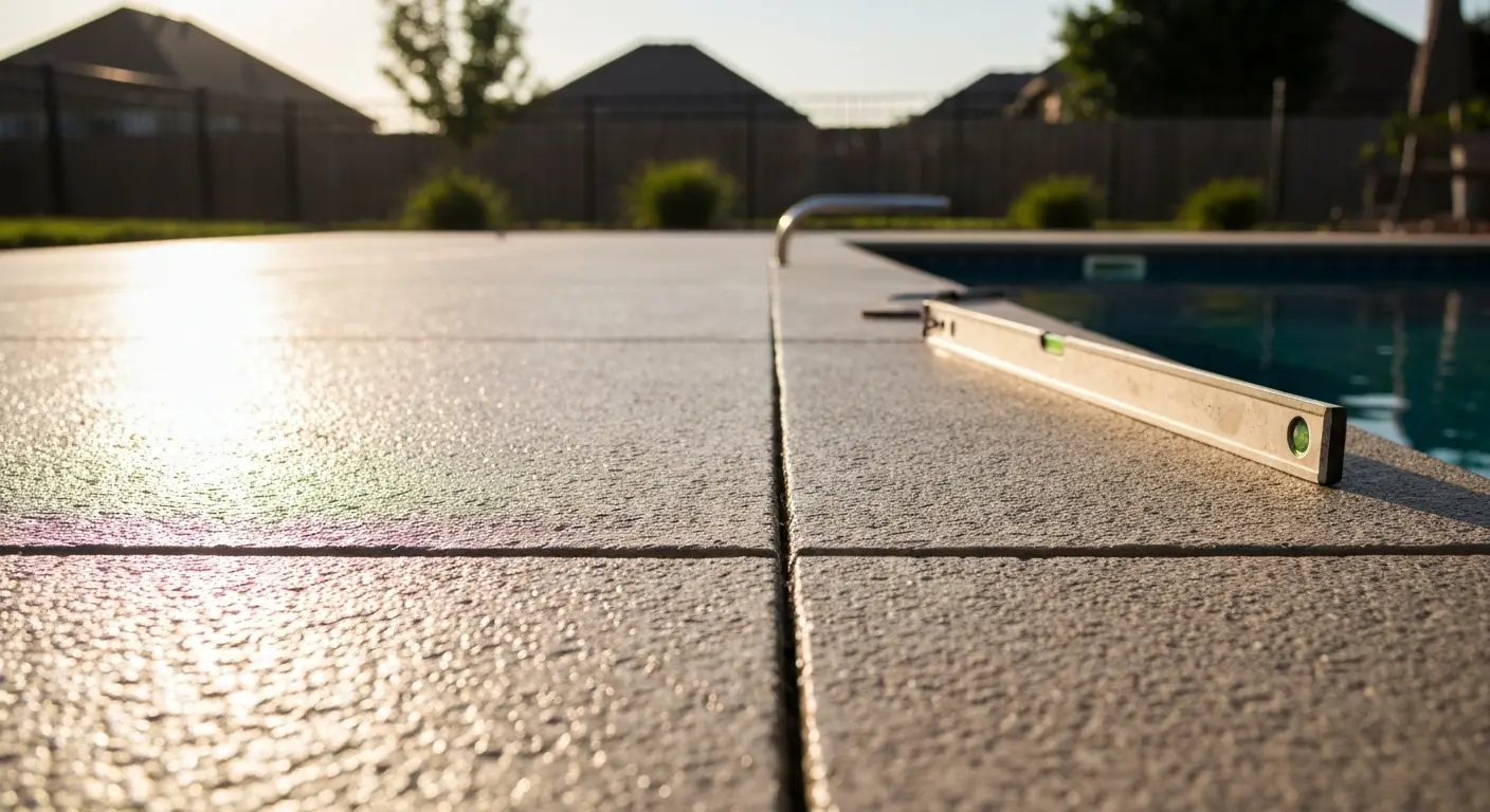 Non-slip pool deck concrete