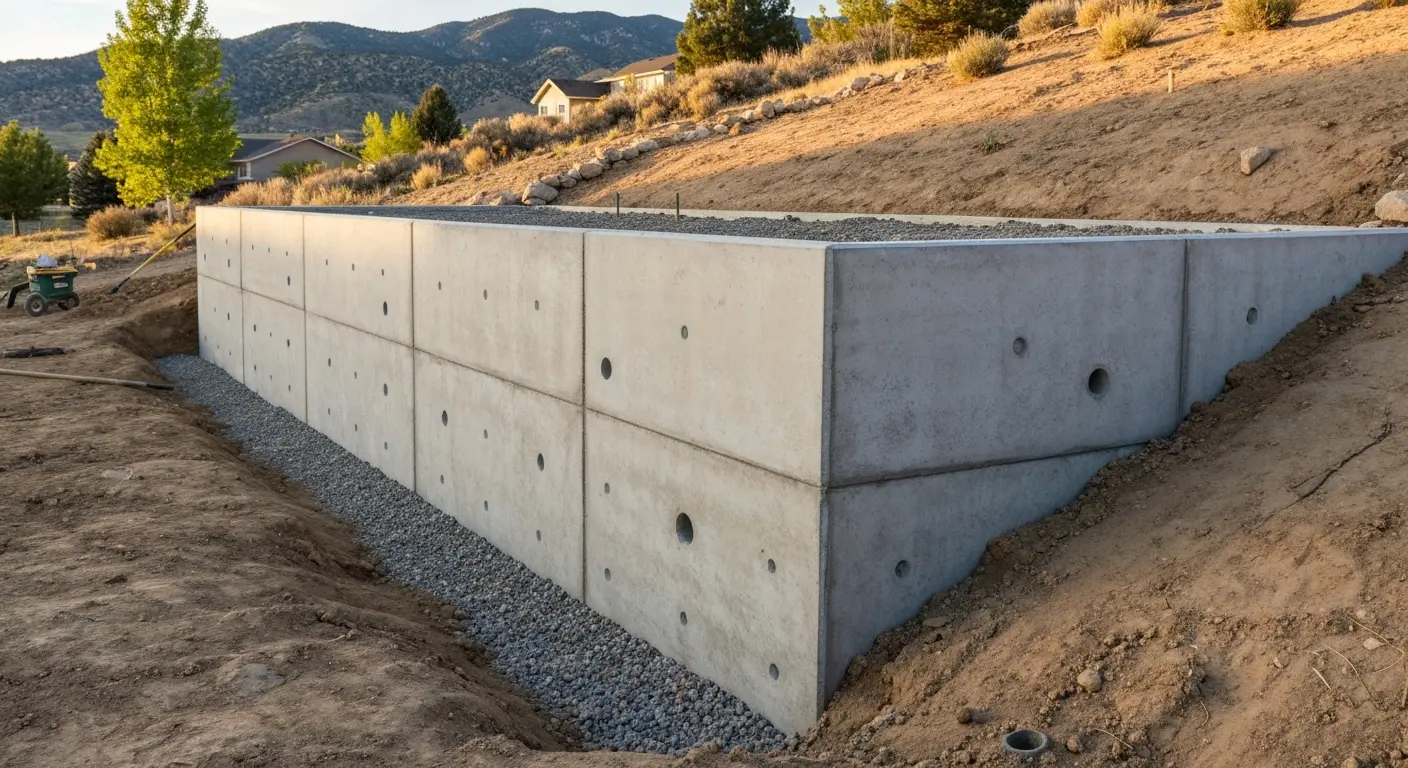Concrete retaining wall Franktown property