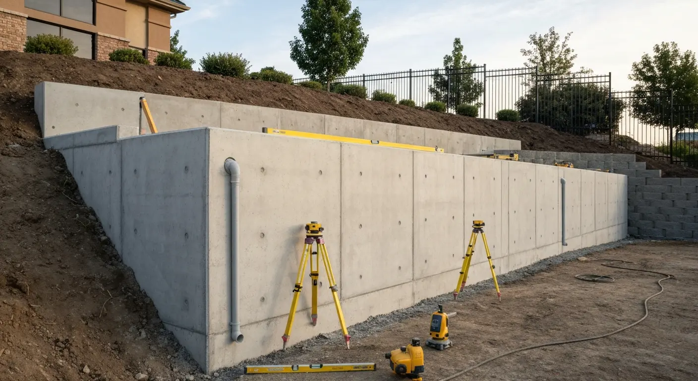 Concrete retaining wall
