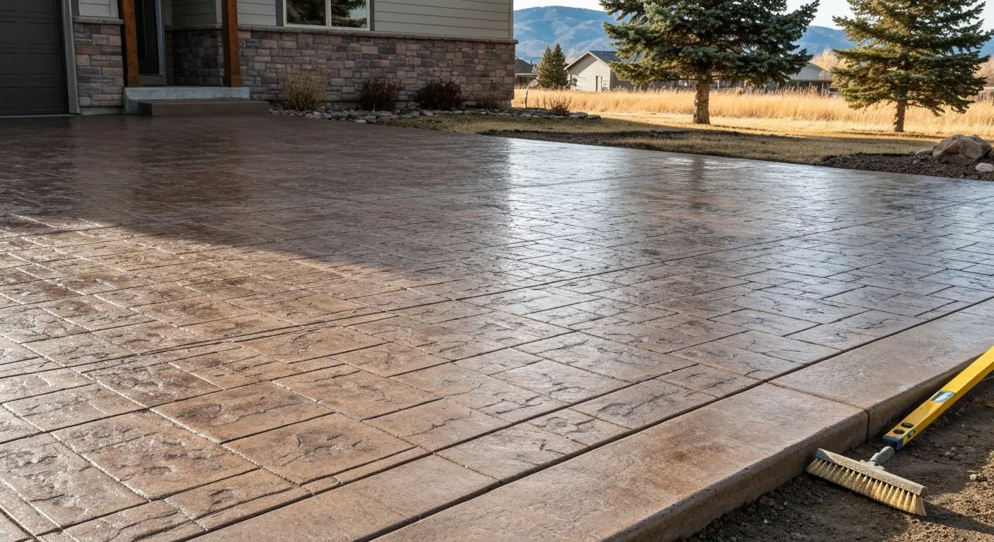 Stamped concrete driveway