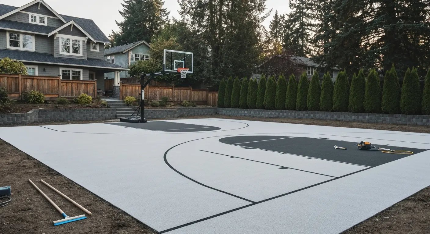 Basketball court and sports surface