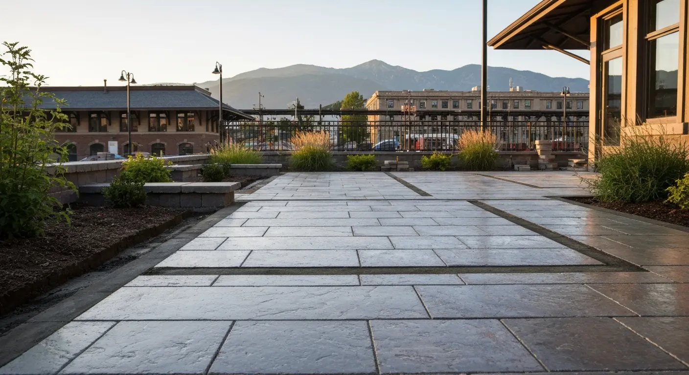 Patio installation with mountain views