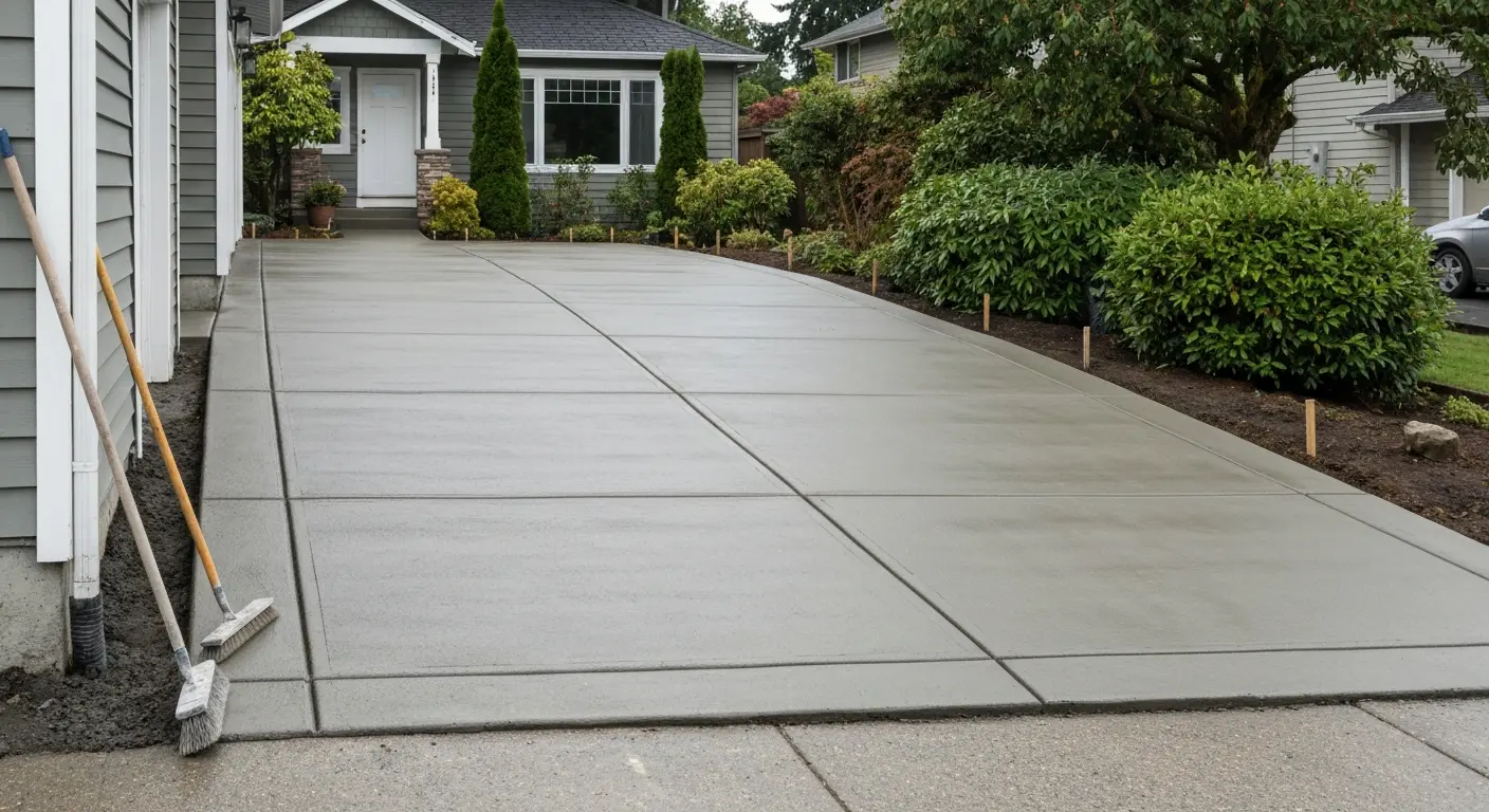 Concrete driveway installation