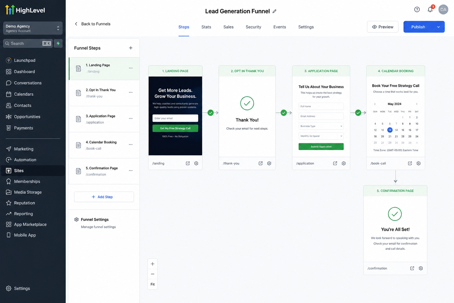 GoHighLevel lead generation funnel design