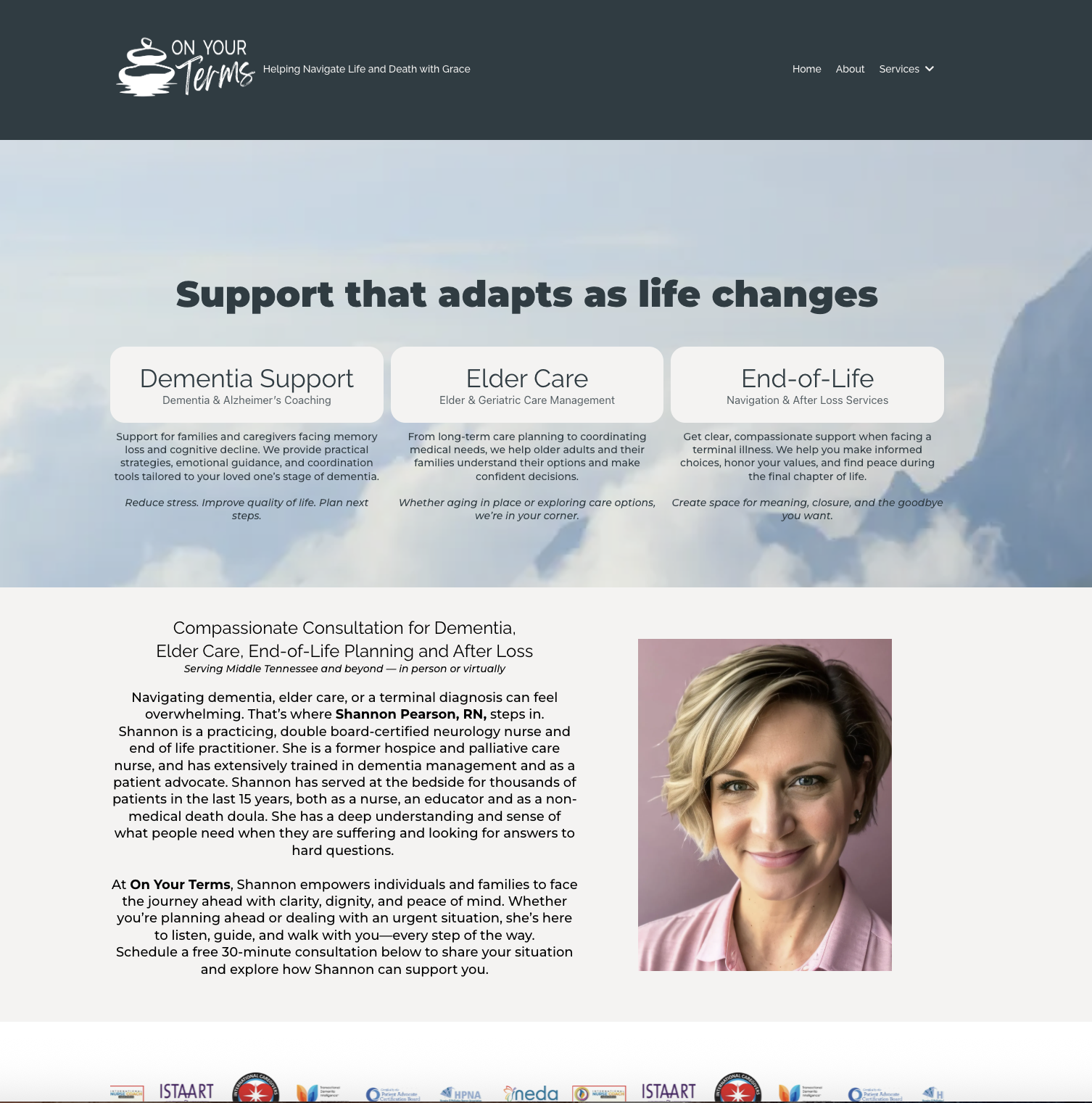 Website design for On Your Terms in Ashland City, Tennessee