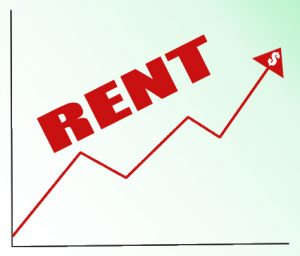 line chart illustrating rising rental rates in houses