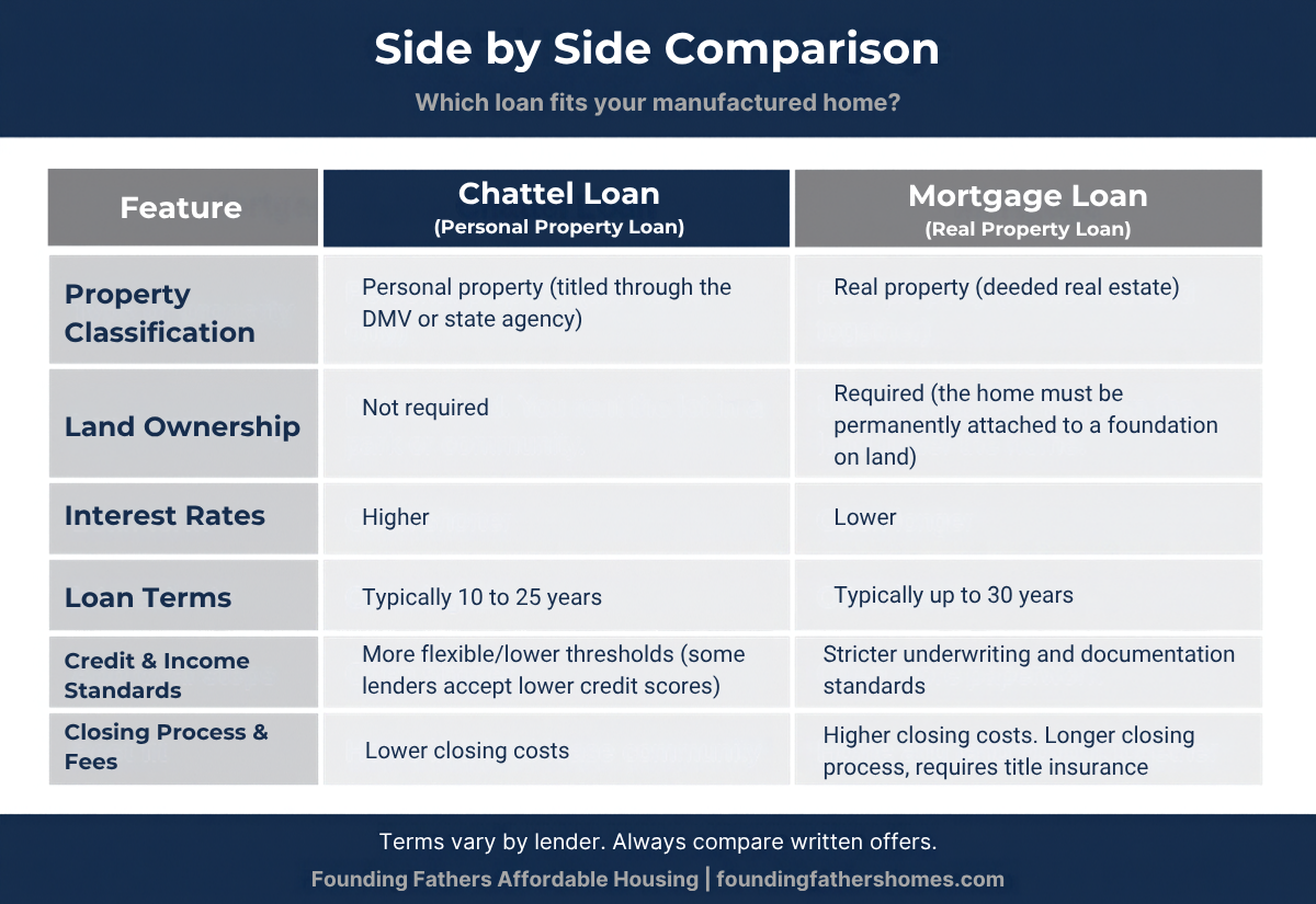 chattel loan vs mortgage